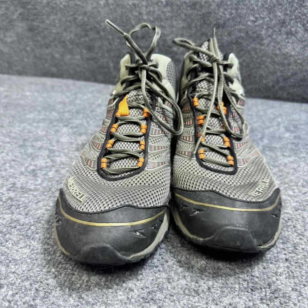 Merrell Hiking Boots Mens 10.5 Boulder Brindle Grey Waterproof EUC J39973